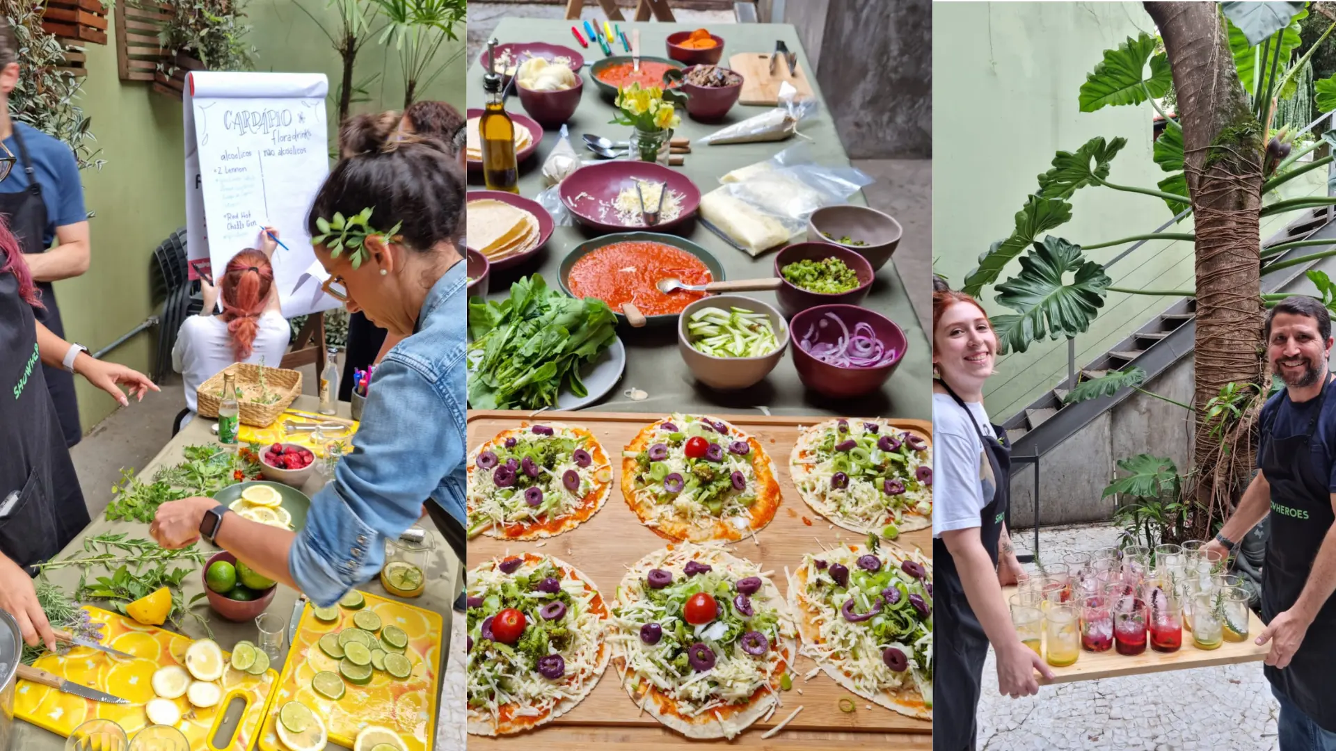 Preparo de pizzas e drinks autorais em vivência no aFlora